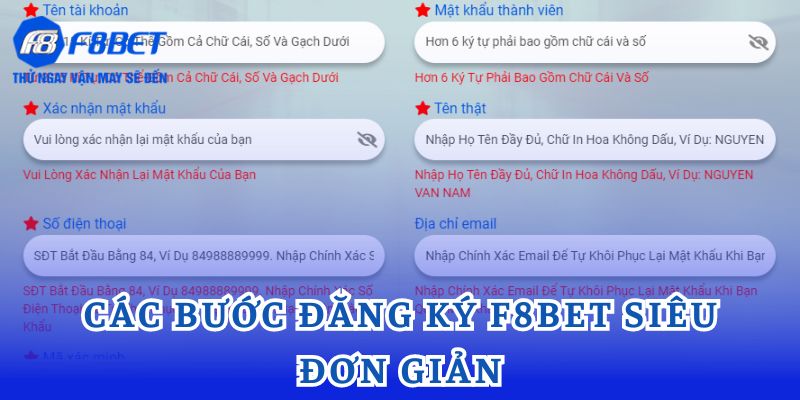 Các bước đăng ký F8bet siêu đơn giản